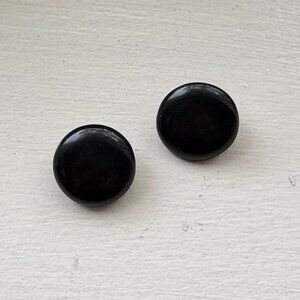 Vintage Black Acrylic Button Clip-On Earrings